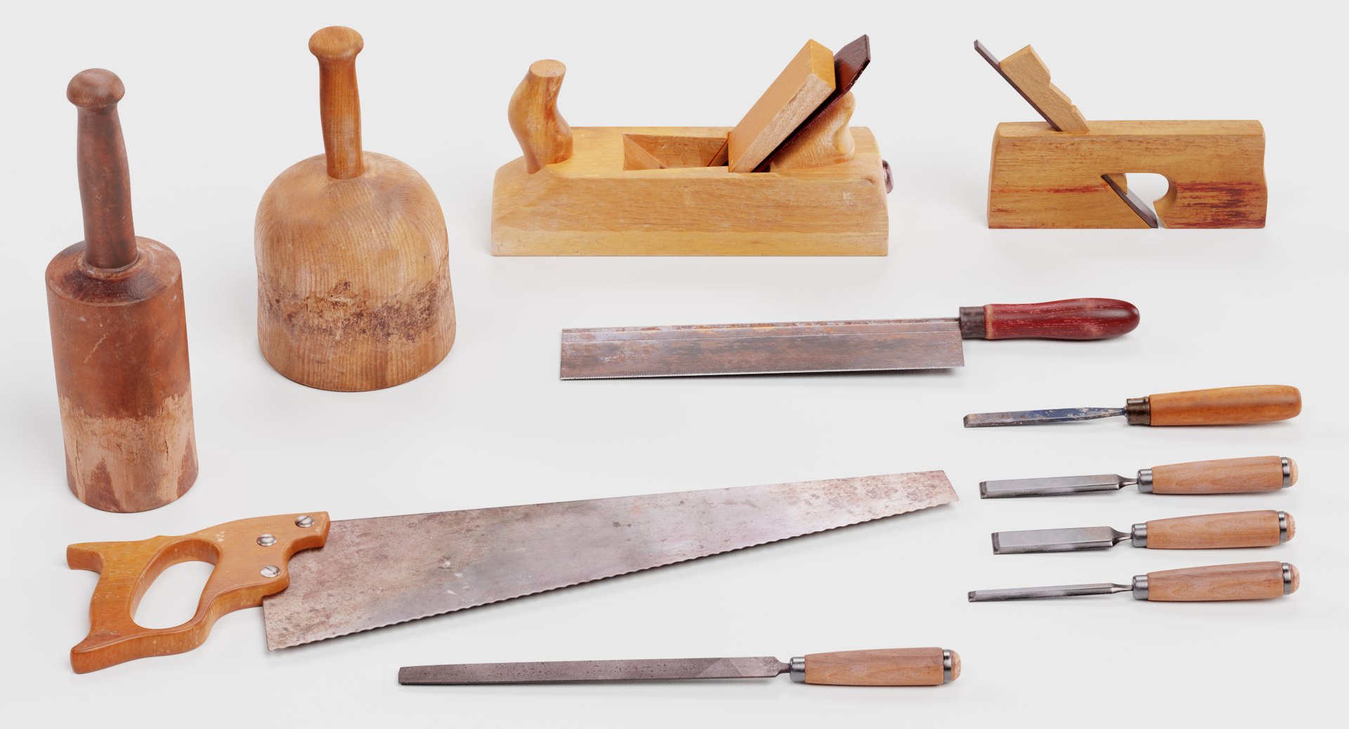 Carpentry Tools Mallet Chisel 3D Model - TurboSquid 1392432