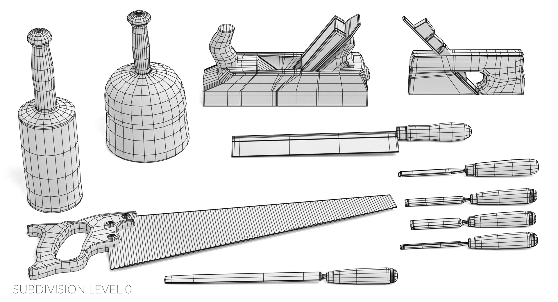 carpentry tools mallet chisel 3D model https://p.turbosquid.com/ts-thumb/BO/J8DopA/kEo1X7dh/carpentrytoolsw0/png/1553865934/1920x1080/fit_q87/3e05fcdd917462d4a89a89c6d96bc6a4abaa0e32/carpentrytoolsw0.jpg