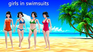 Cartoon characters - girls in swimsuits model