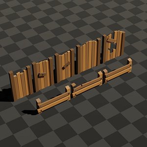 Walls and Fences Low Poly 3D model