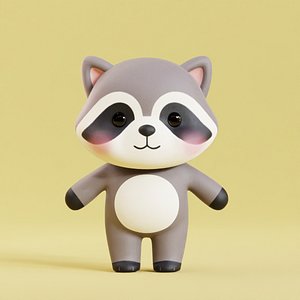 Cartoon Raccoon Character Chibi Kawaii Low-poly 3D model 3D