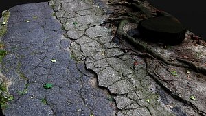 3D damaged concrete road cracked debris PBR photogrammetry