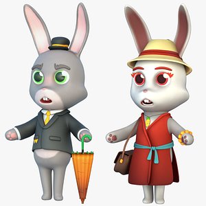 Mr And Mrs Rabbits Cartoon Characters Collection PBR