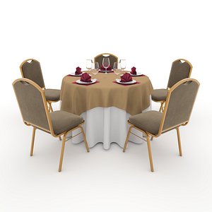 3D Banquet Table and Chair 11