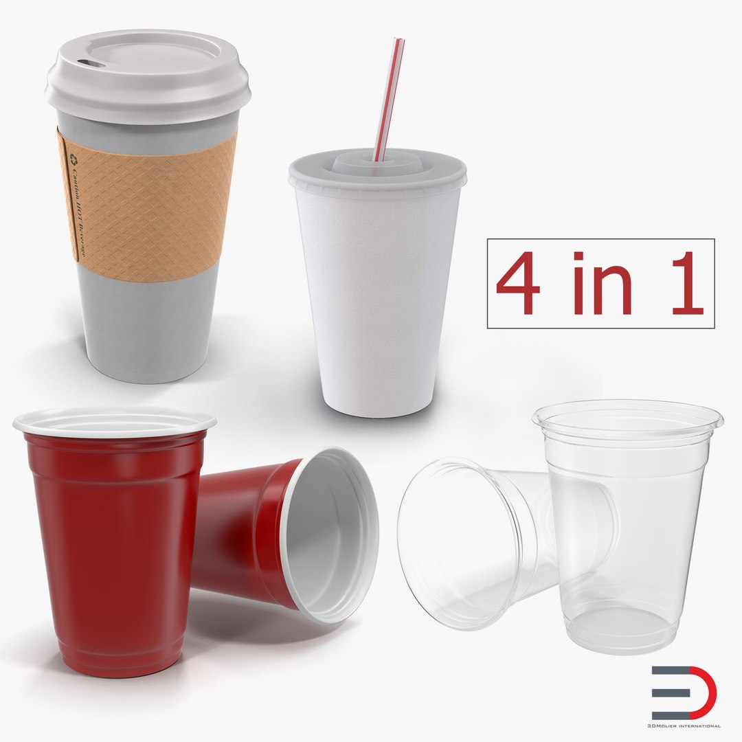 Disposable Cups Collection 3D model preview