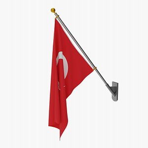 3D Wall Flag Turkey V2 model