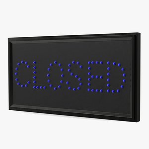 Classic Blue LED Sign Closed OFF 3D model