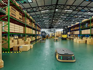 Smart Warehouse Logistics Automation Interior PBR Game Ready 3D model