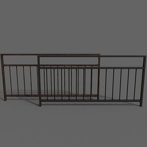 3D PBR Pedestrian Guard Rail Black V3 model