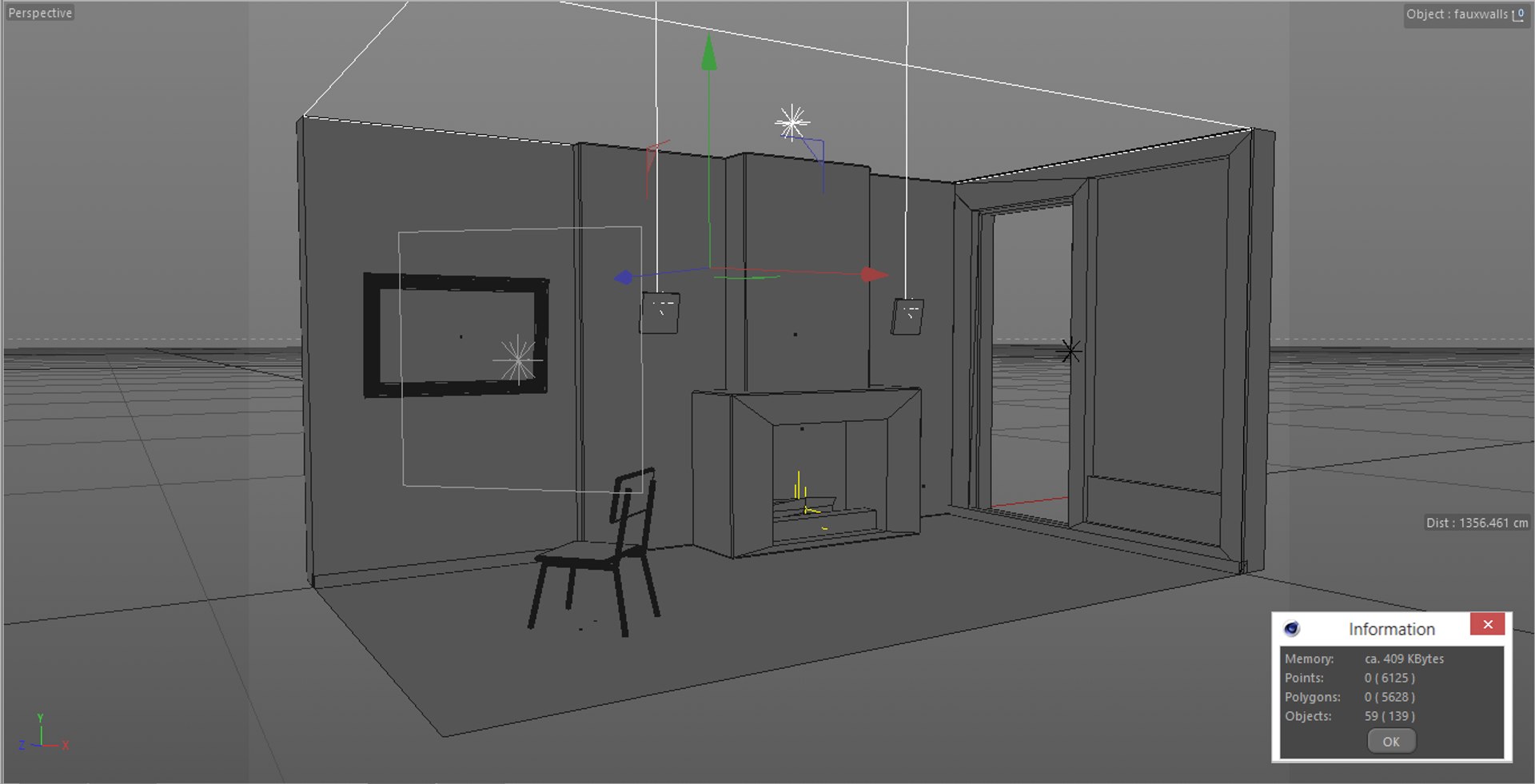 3d c4d interior fireplace