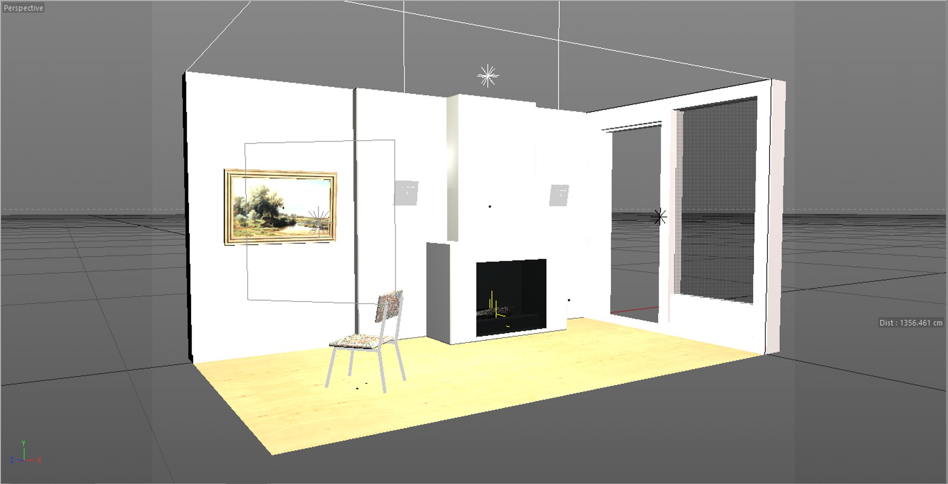 3d c4d interior fireplace