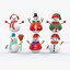 3D Snowmen collections v002