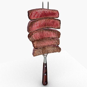 Steak on fork