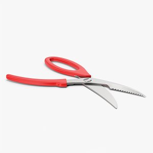 Red Kitchen Scissors 3D model