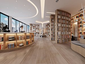 Modern Book Store Interior Book Shop 3D model