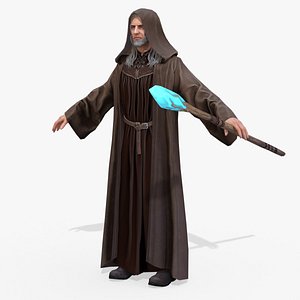real-time rigged hero mage 3D model