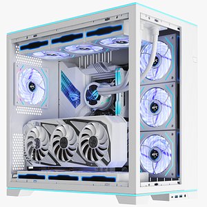 Full Detailed White Computer Tower Case