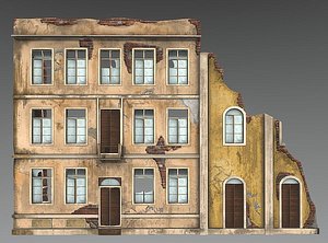 abandoned building facade french model
