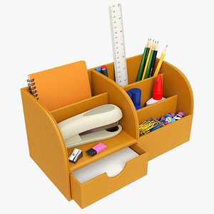 Office Leather Organizer with Supplies