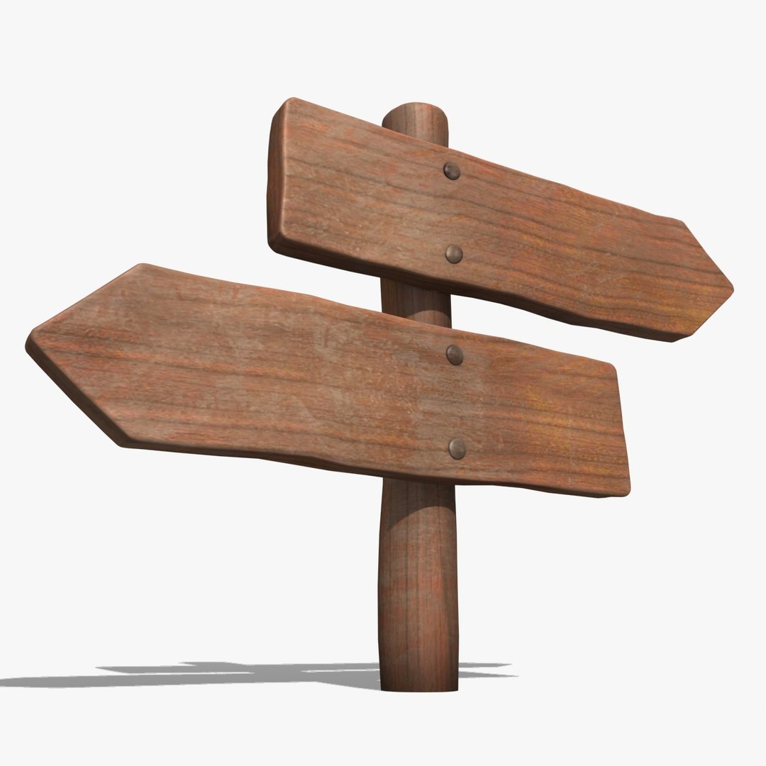 Realistic Wooden Signboard 04 3d Model