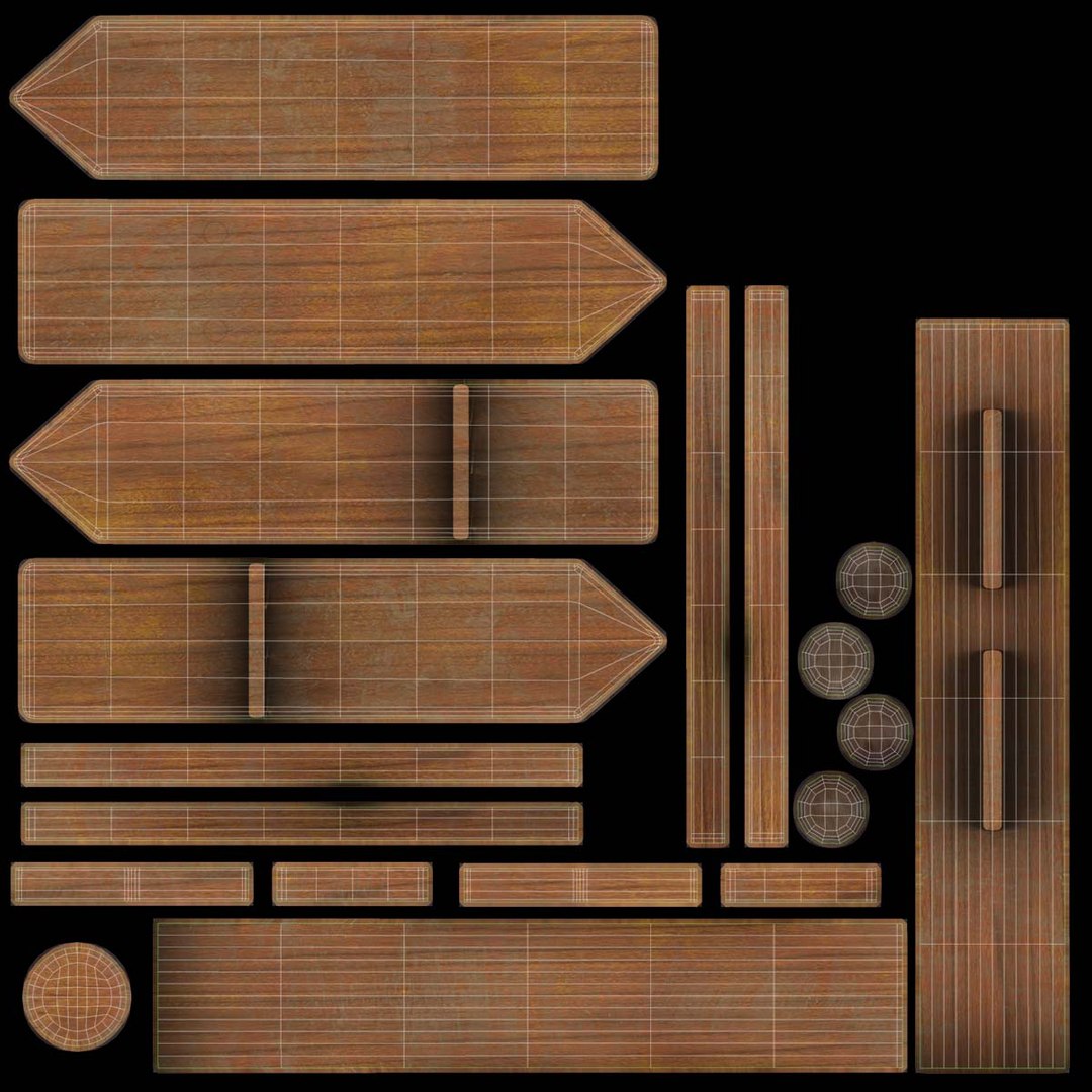 Realistic Wooden Signboard 04 3d Model