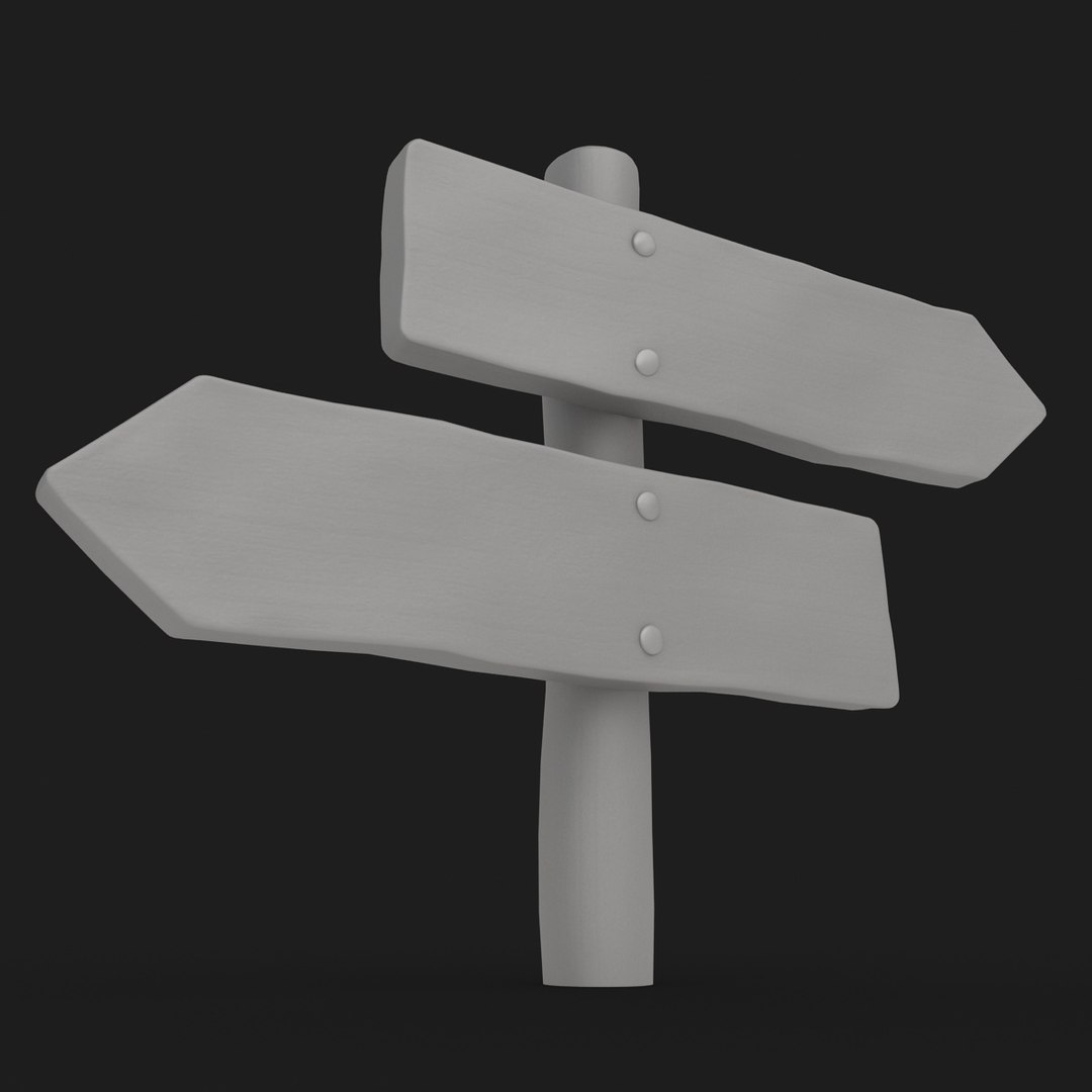 Realistic Wooden Signboard 04 3d Model