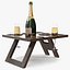 Champagne Picnic Table with Glasses and Cork 3D model