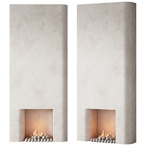 3D 292 fireplace area decorative wall 10 tall chimney travertine stone 00
