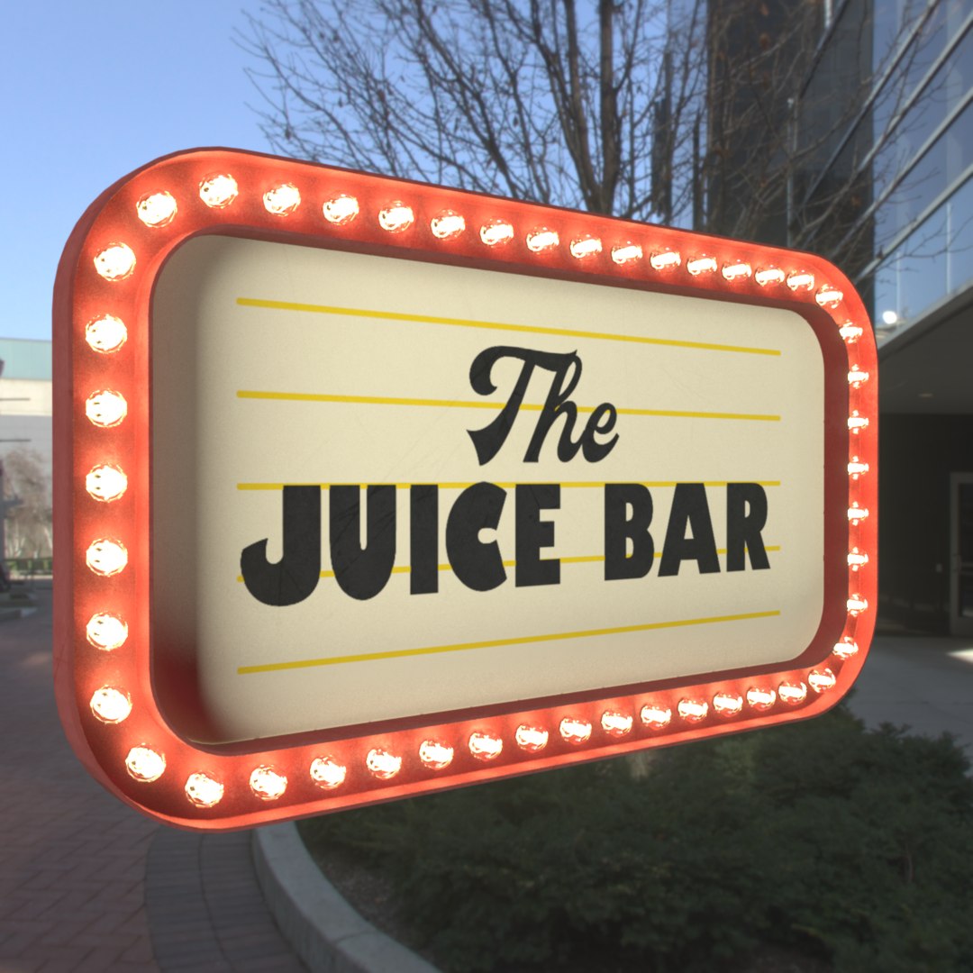 Retro Sign Juice Bar 3D TurboSquid 1616542