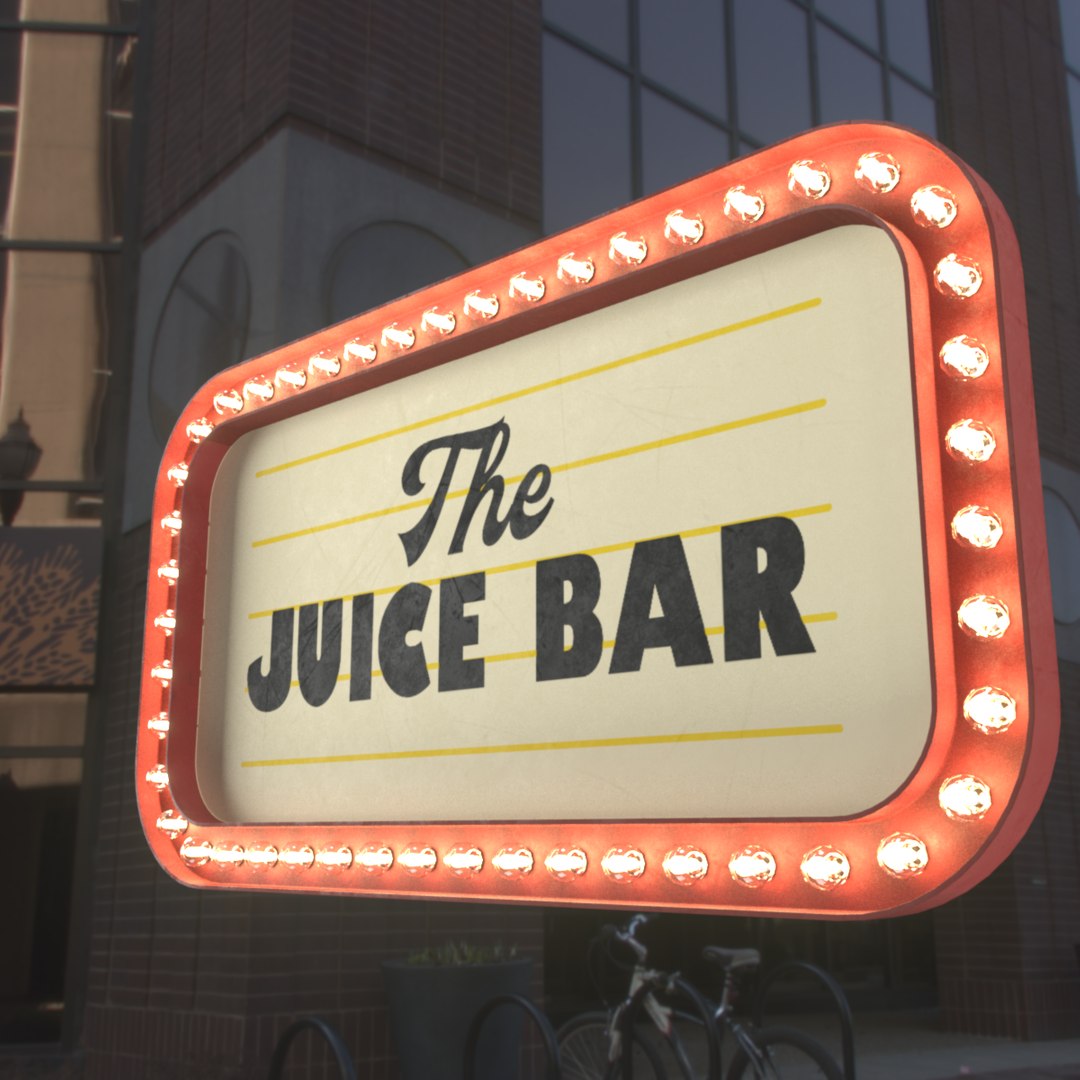 Retro Sign Juice Bar 3D TurboSquid 1616542