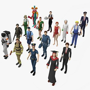 3D model Big Rigged Low Poly Characters Collection for Maya