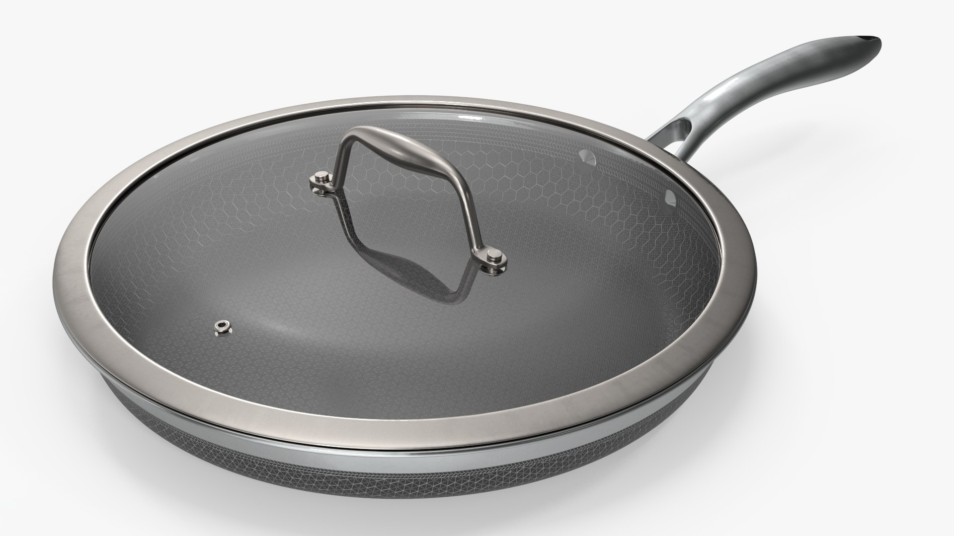 HexClad Hybrid Nonstick Pan with Lid 12-inch 3D model preview