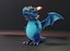 Dessin animé Blue Dragon Rigged Low-poly modèle 3D
