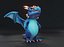 Dessin animé Blue Dragon Rigged Low-poly modèle 3D