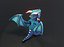 Dessin animé Blue Dragon Rigged Low-poly modèle 3D