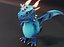 Dessin animé Blue Dragon Rigged Low-poly modèle 3D