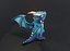 Dessin animé Blue Dragon Rigged Low-poly modèle 3D