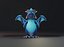 Dessin animé Blue Dragon Rigged Low-poly modèle 3D