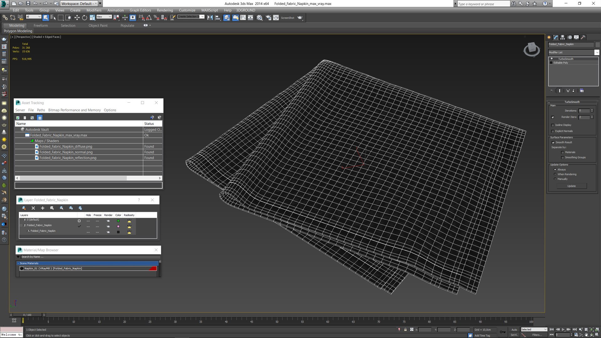 3D Folded Fabric Napkin - TurboSquid 2248513
