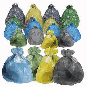 3D garbage bags set trash