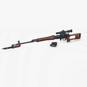 SVD Dragunov Marksman Sniper Rifle Low-poly PBR