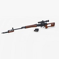 SVD Dragunov Marksman Sniper Rifle Low-poly PBR