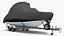 3D Covered Boat on Tandem Trailer with Fender Guards Black