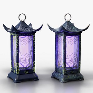 Lantern 07 - Dark Blue Ornate Pagoda Light