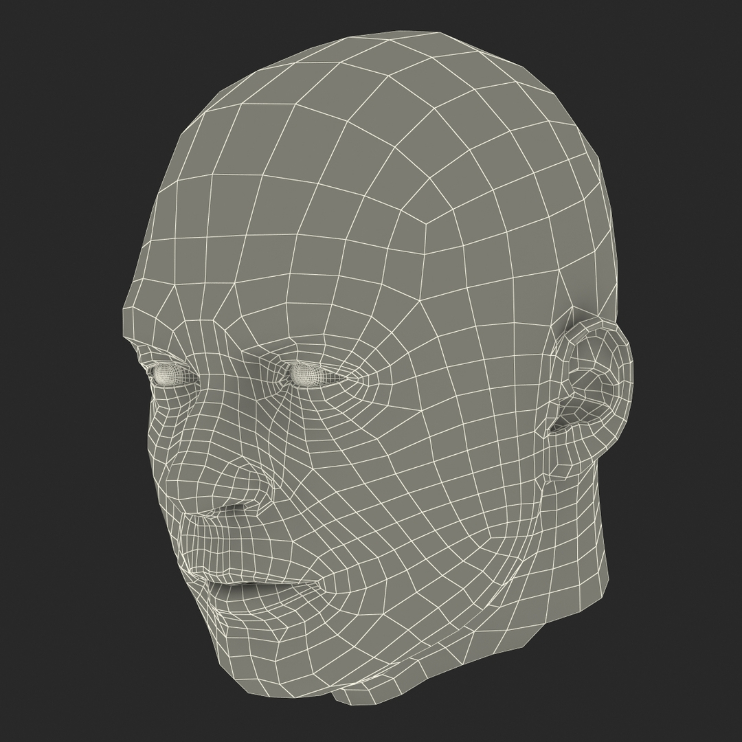 3d Male Head 3 Modeled