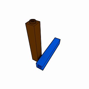 piece lego brick 1x1x5 3d model