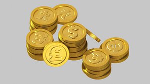 coin money cash euro liberty coins badges jewelry 3D