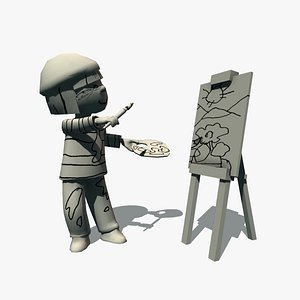 painter cartoon lowpoly