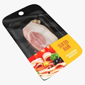 Ham slices with packaging 3D