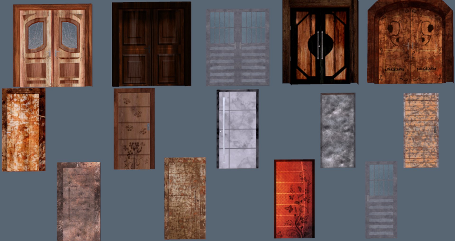 3D 13 doors model https://p.turbosquid.com/ts-thumb/BR/6xbTyF/DAXKe2WO/doors2/png/1584487241/1920x1080/fit_q87/fd5ae259fa0335f4a52af4bff9edf8e33a5af7ed/doors2.jpg